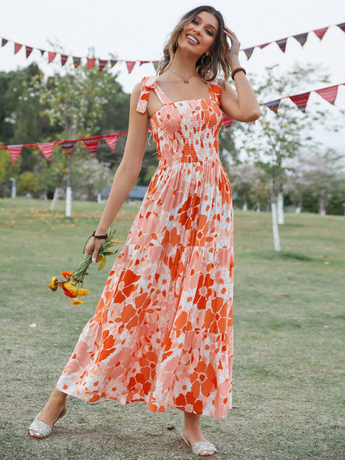Women's Sling Floral Resort Long Dress - CADDE