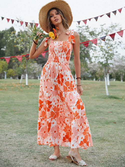 Women's Sling Floral Resort Long Dress - CADDE