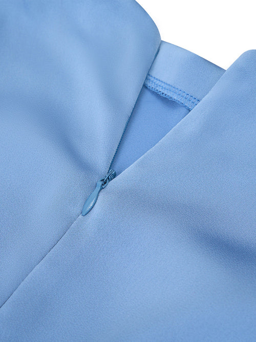 Casual half turtleneck solid color tie-waist sleeveless dress