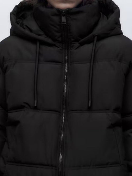Fashion temperament simple hooded down padded jacket warm long-sleeved jacket - CADDE