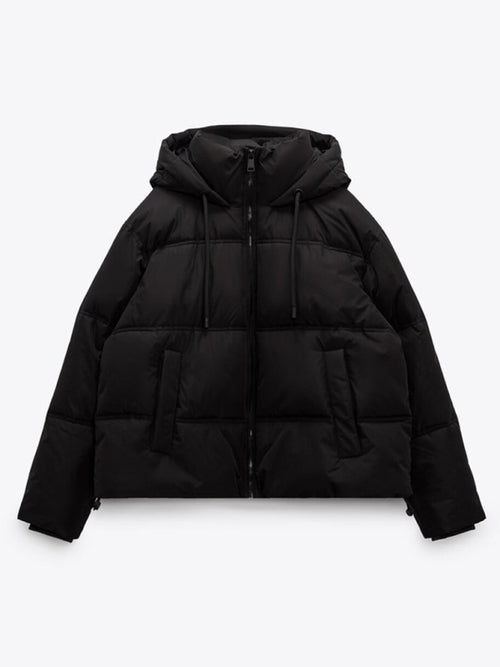 Fashion temperament simple hooded down padded jacket warm long-sleeved jacket - CADDE